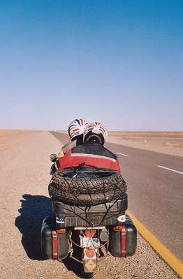 Very loaded up bike in Baluchistan, Pakistan.