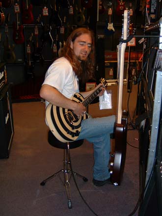 Dave trying out a Zakk Wylde signature Gibson