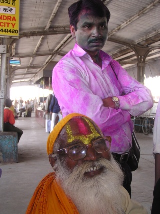 Sadhu and Holi colours