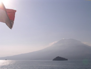 Larantuka-Kupang ferry sailing away from Flores