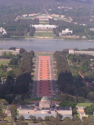 Canberra - looking from war memorial towards parliment