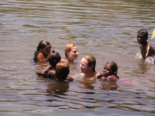 swimming with the kids