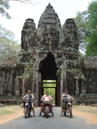 Bernd, Rich and Heidi in front of Victory gate, Angkor Thom