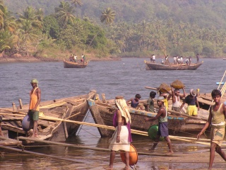 dredging the river manually, Goa