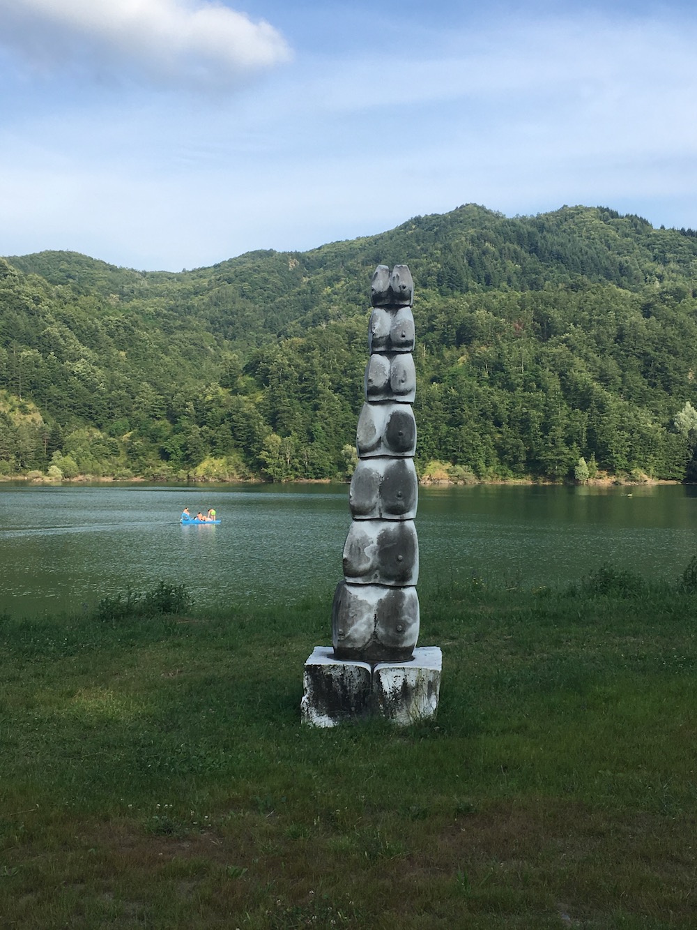 Yes, it really was a Breast totem pole at the side of the road. No, I have no idea why...