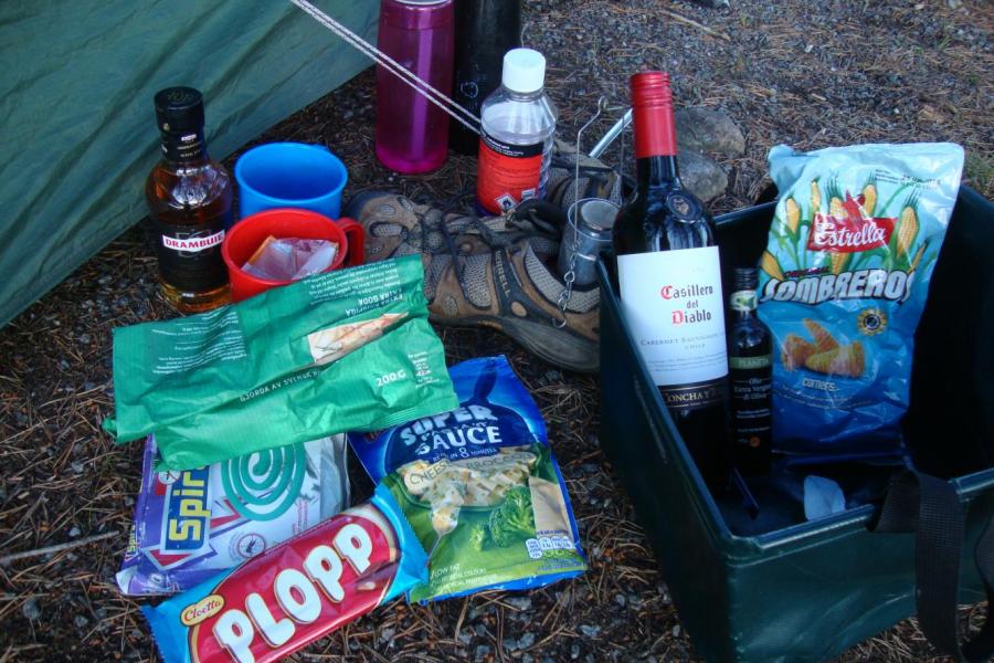 food and booze for camping