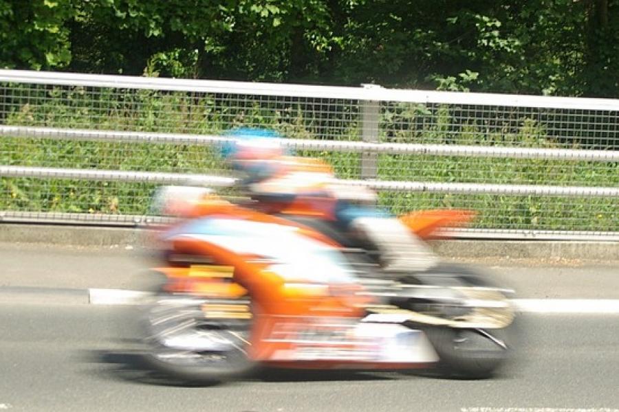 High speed bike at Braddan Bridge IOM