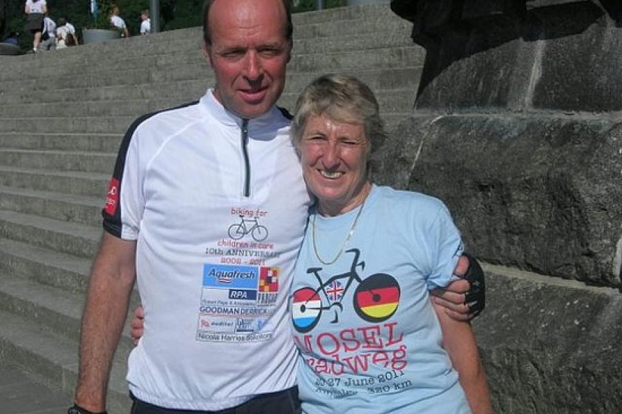 Charity cyclists at Koblenz