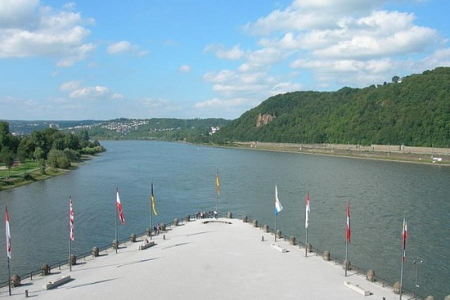 Mosel and Rhine Rivers meet at Koblenz