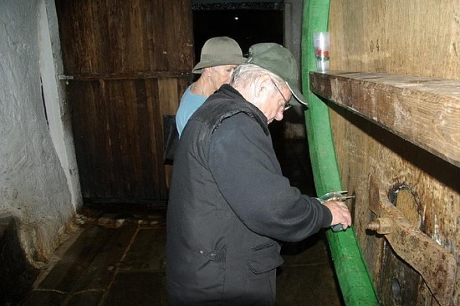 The tour gets unpasturised beer off the wood