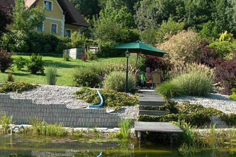 The view to the house from the pond