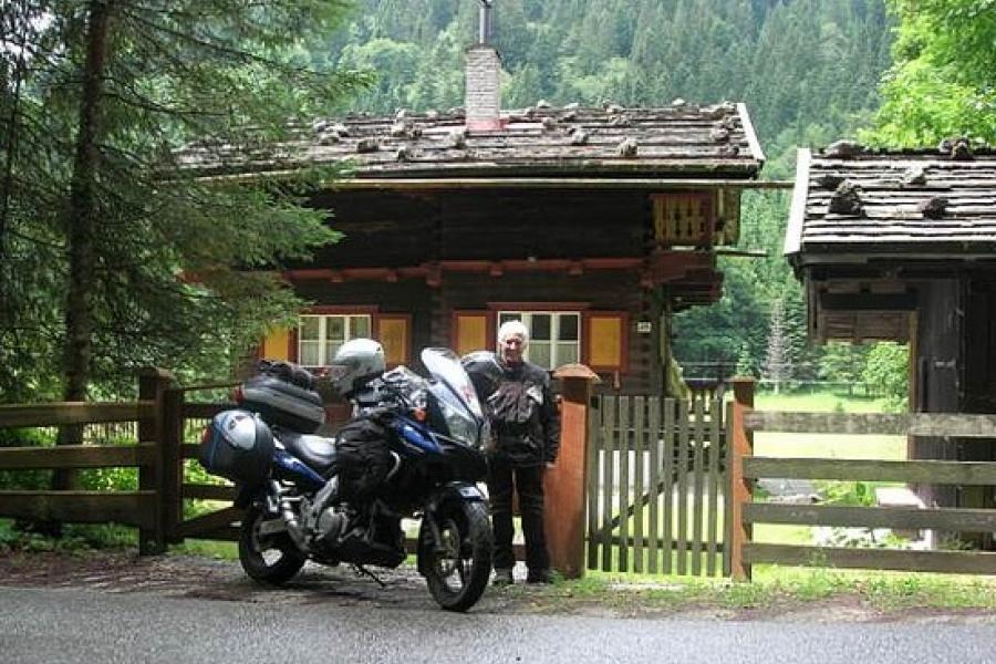 Jo and Just Sue near the cabin