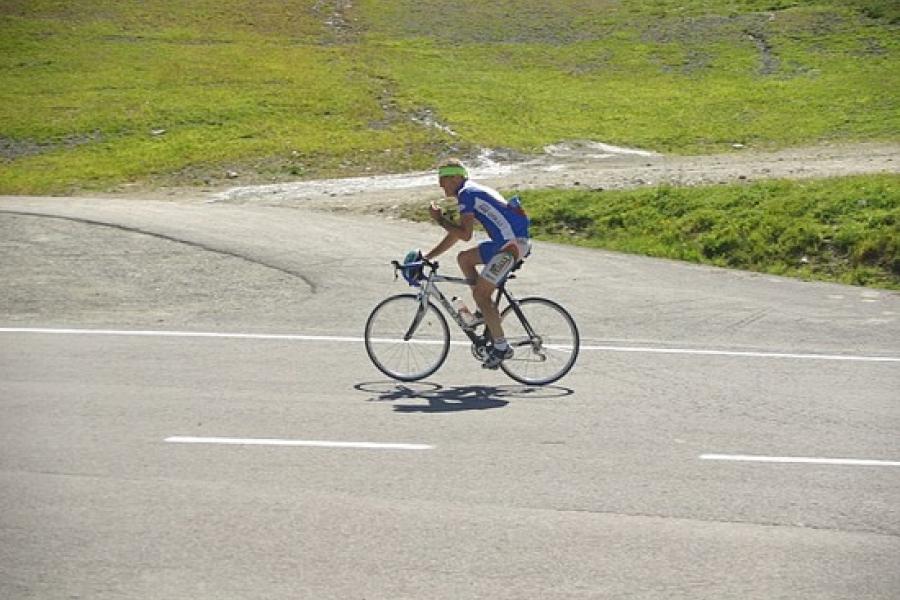 A cyclist almost at the top