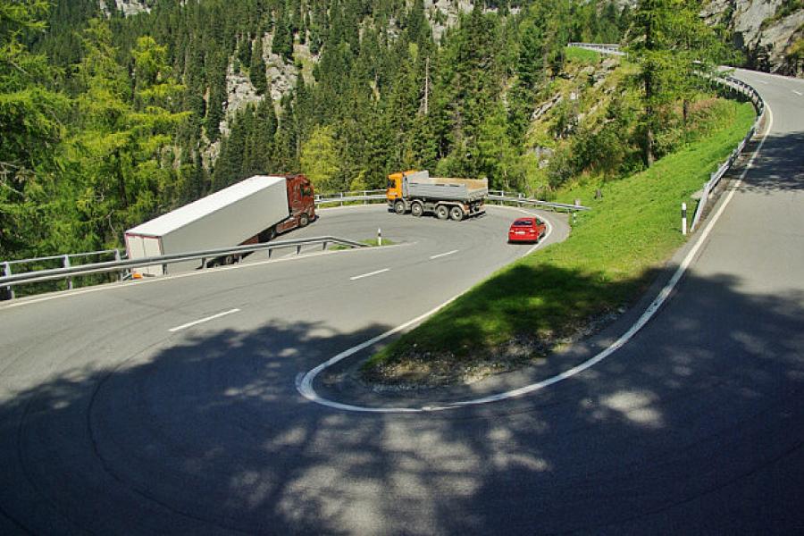 Big truck, tight road