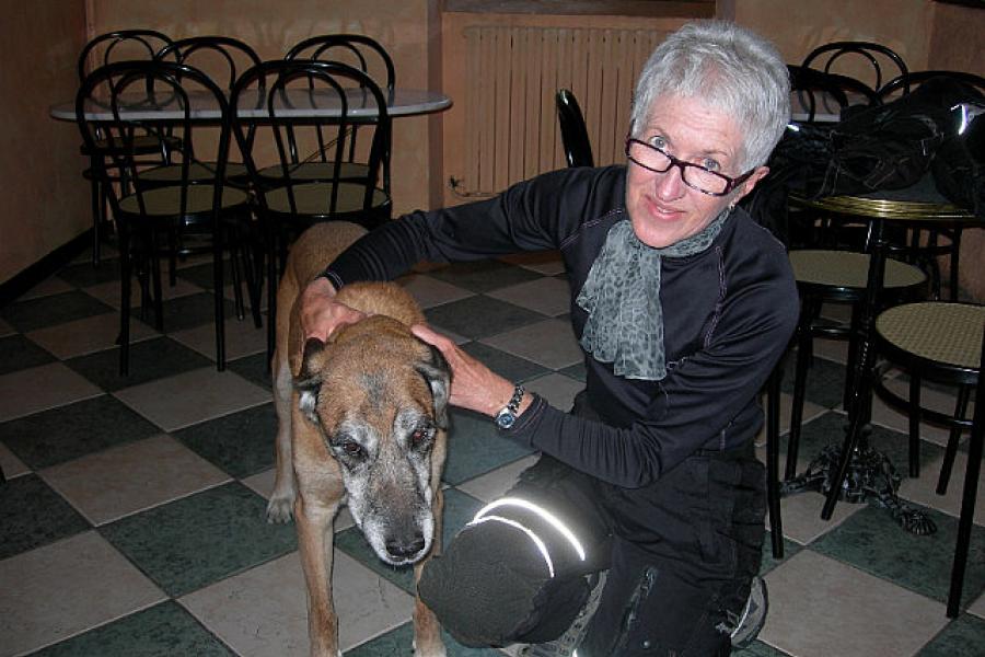 Back on the road, Jo and Arthur at Briancon