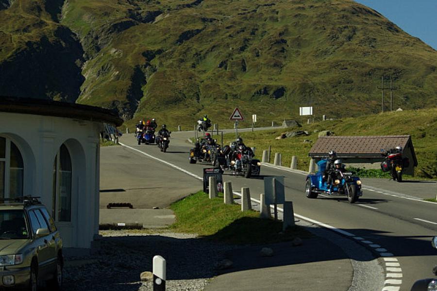 Trikes and escorts on the Great St Bernard Pass