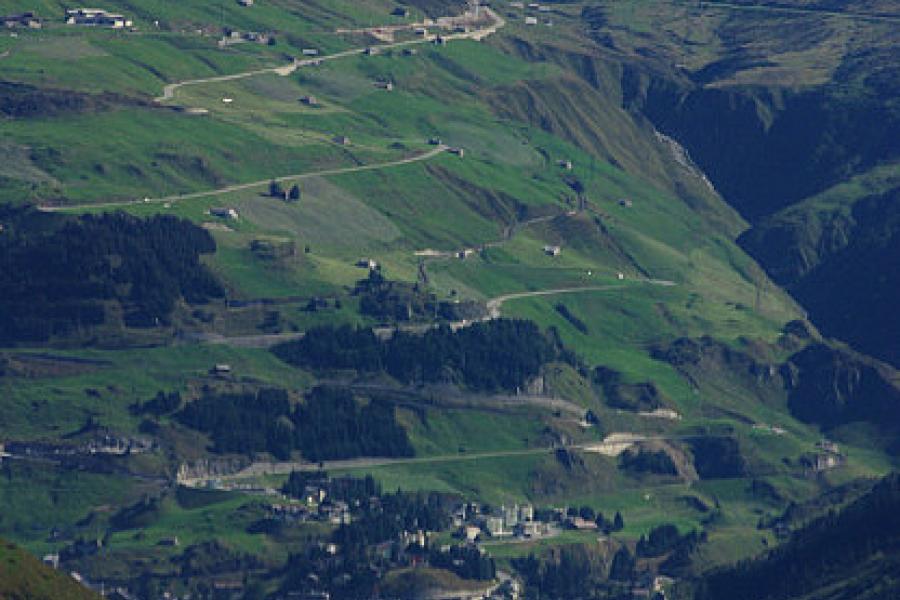 A view of the valley from the Great St Bernard Pass