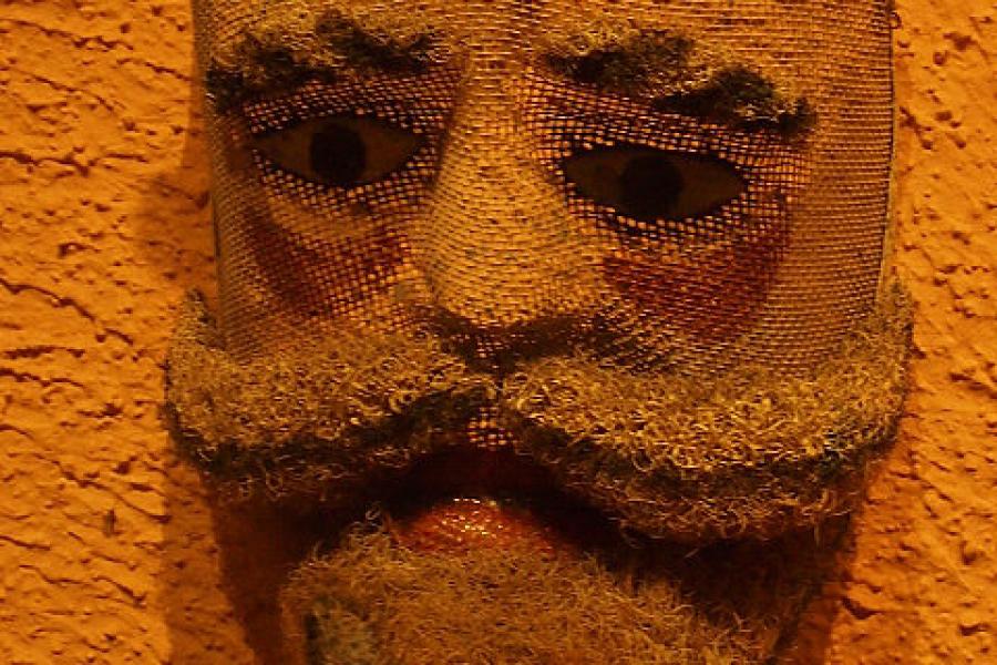 This mask is made of wire mesh