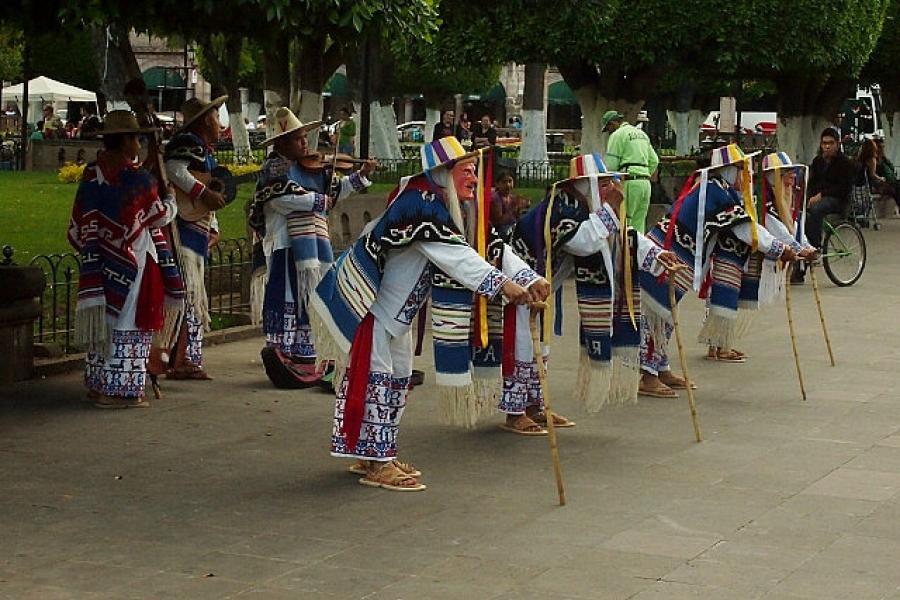 Morelia main square, the little old men dance