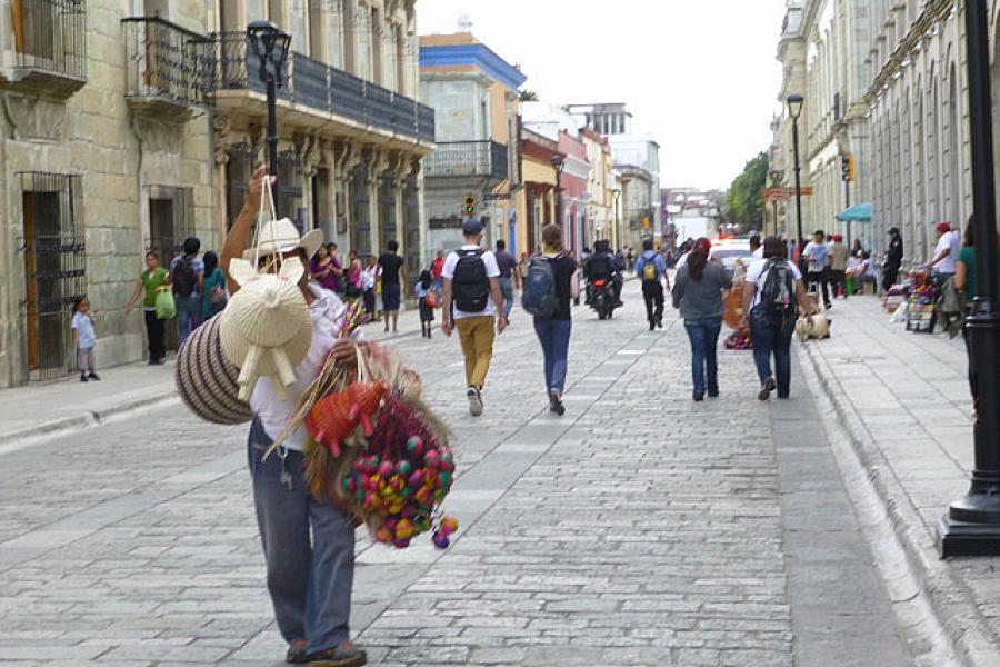 A walking street in Oaxaca