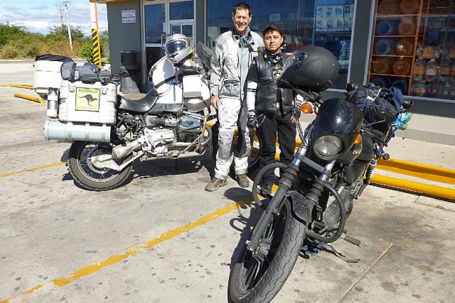 Osca and his Harley with Mike and Elephant