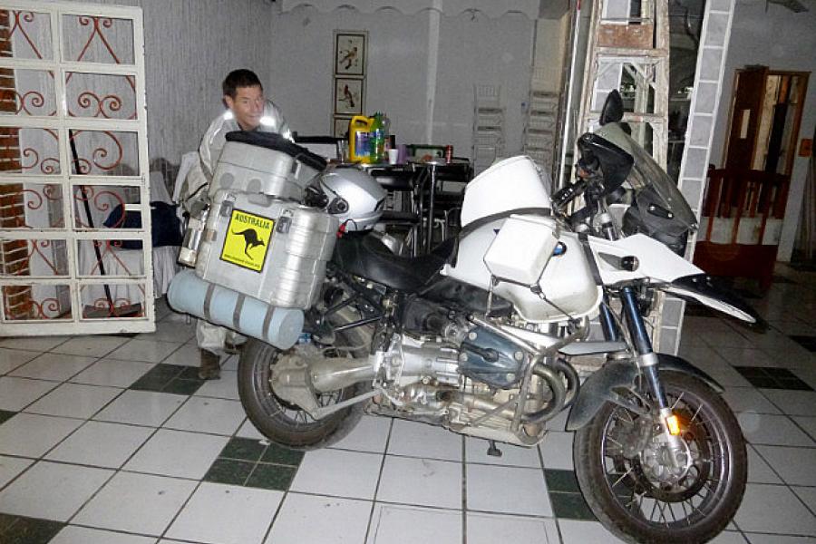 Elephant secure in a Ajijic hotel function room