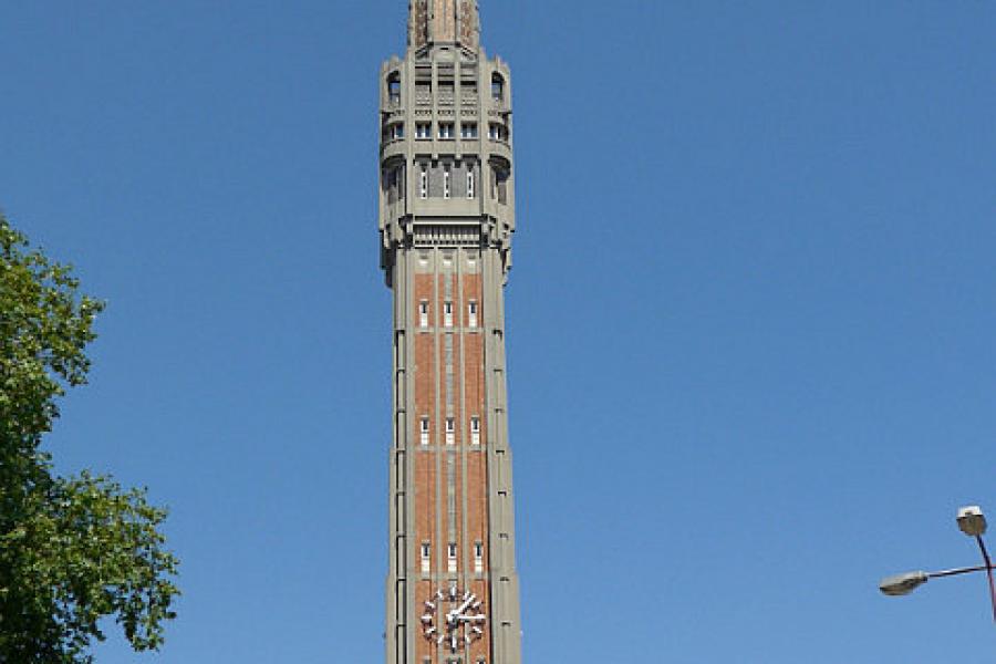 The art deco spire of the Lille Town Hall