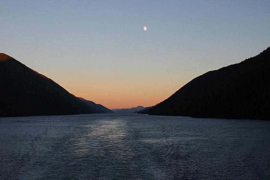 The moon above the Inside Passage