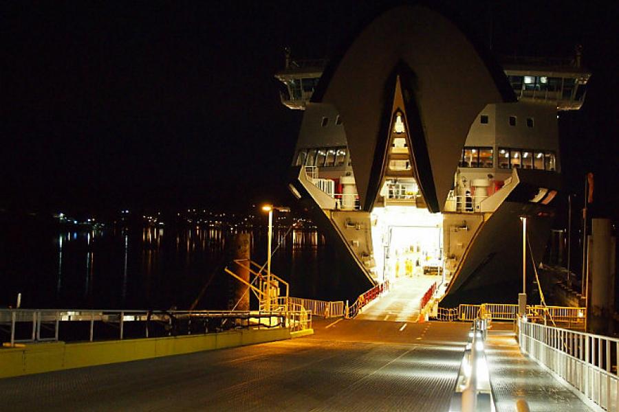 The Northern Explorer ready to load, Port Hardy