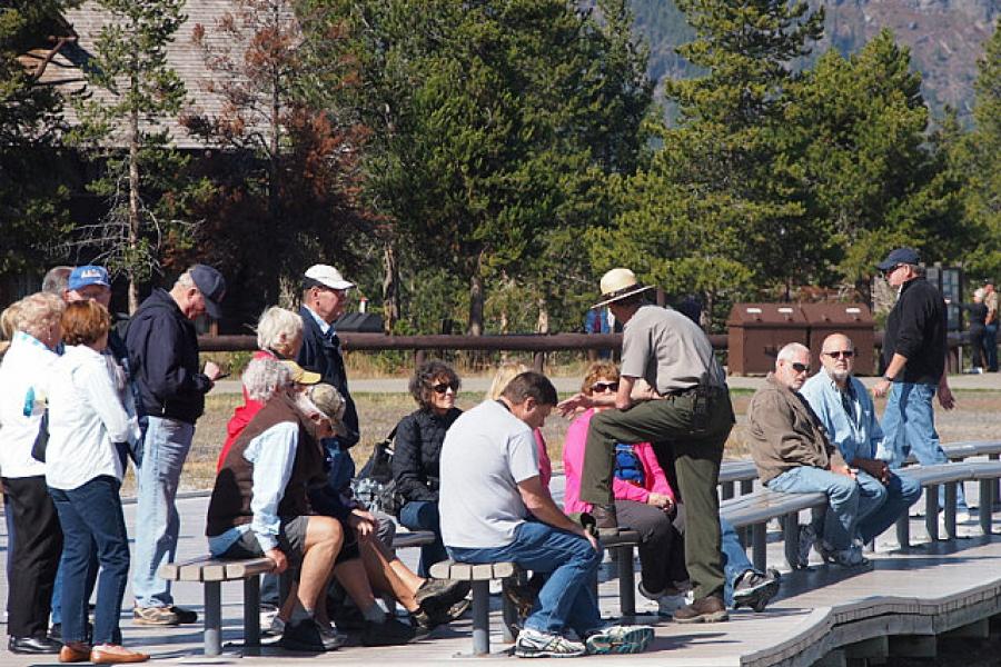 Ranger Bob gives a talk on Geysers