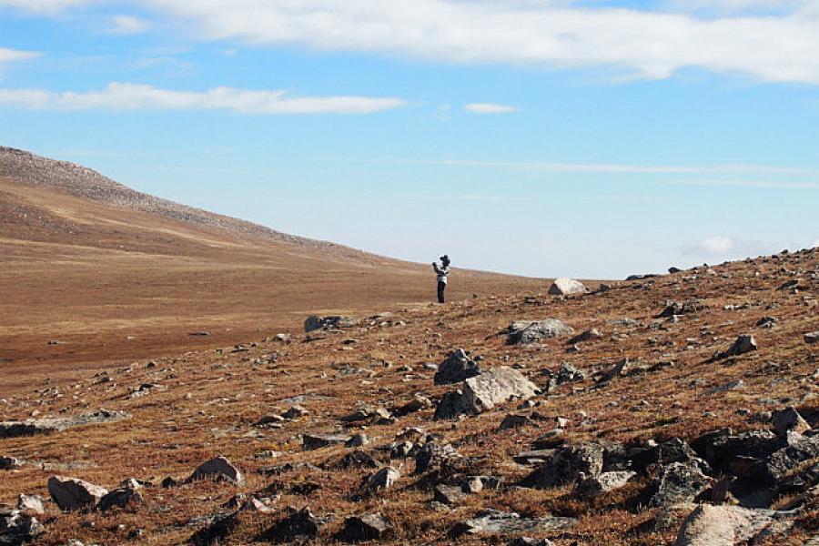 Jo takes a photo in Burgess Pass on the Beartooth Hwy