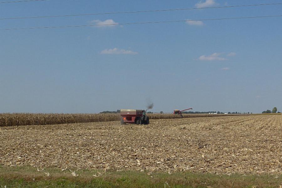 Harvesting corn in Illinois