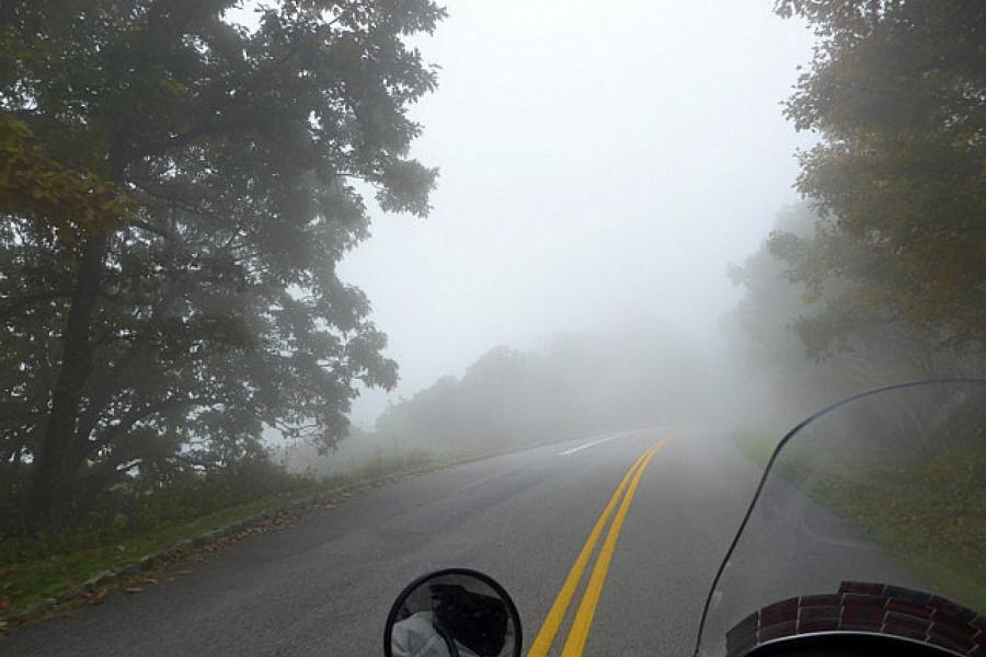 A foggy morning in the mountains