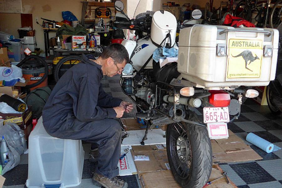 Mike at work to service Elephant for storage