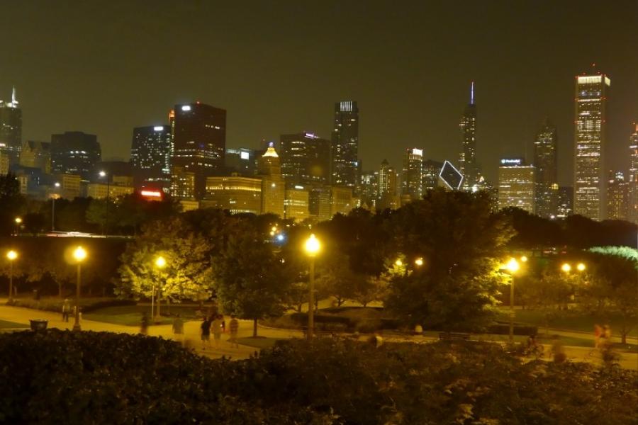 Chicago by night from the lakeside