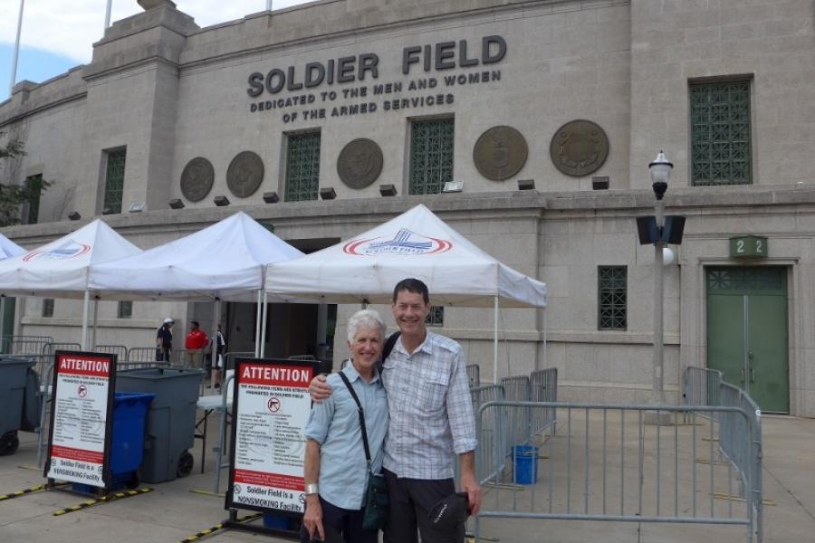 Mike and Jo outside Soldier Field, Chicago IL