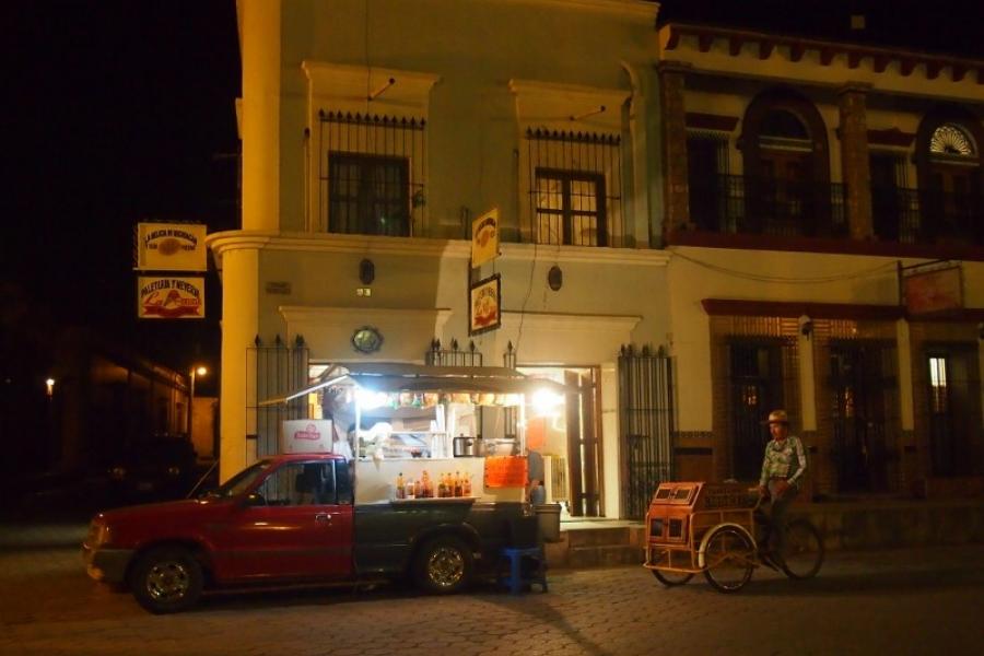 Evening street scene at Alamos