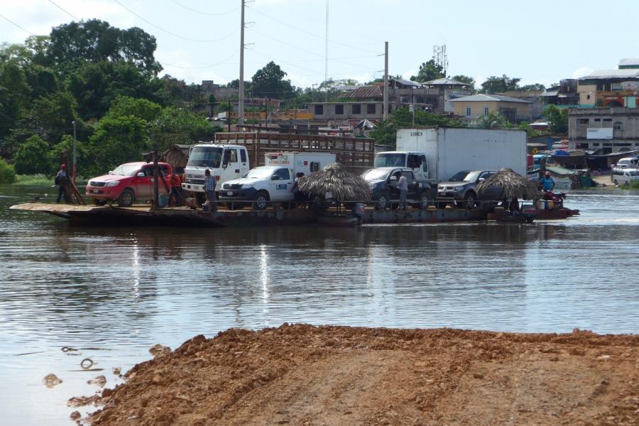 A car ferry at Sayaxch, Guatemala