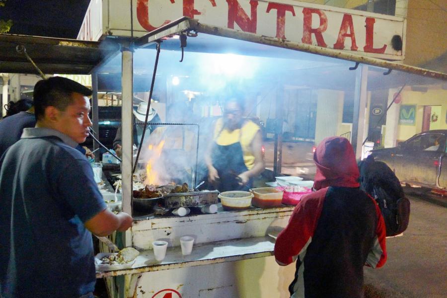 Street food stall smokes it up