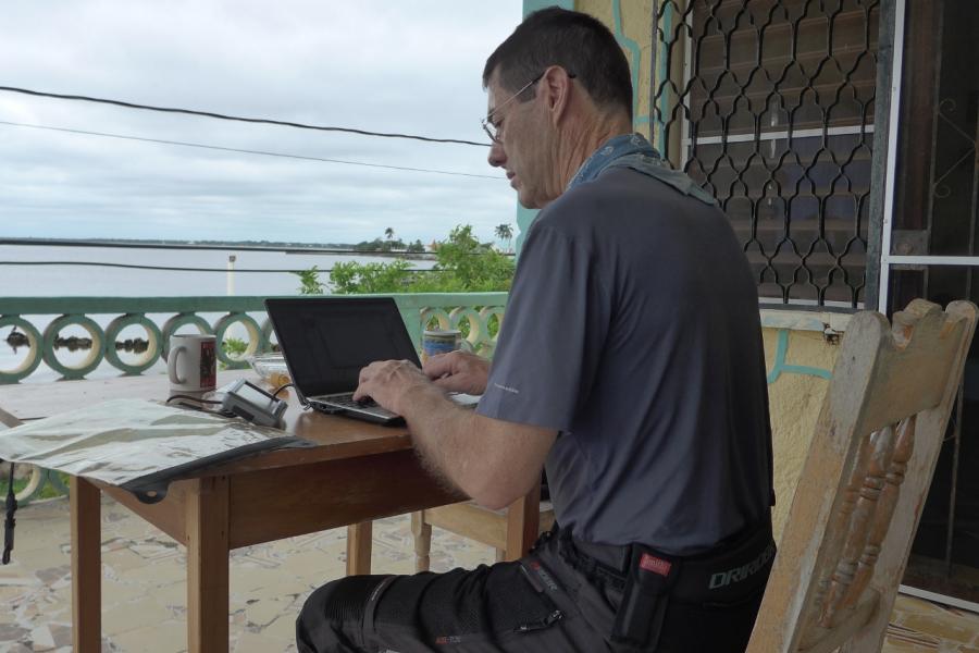 Mike plans a route in Corozal, Belize