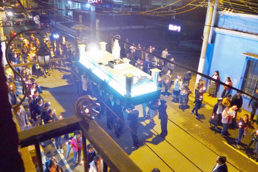 Religious parade below our window at Cobn