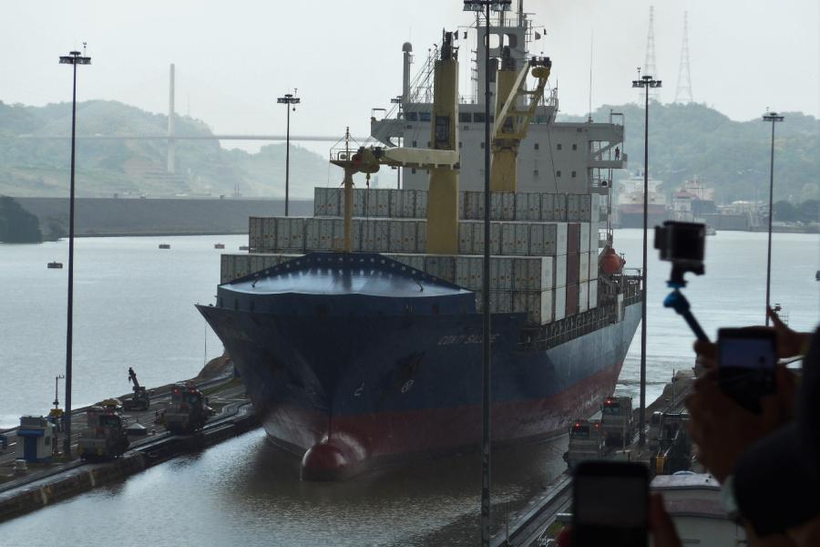 Entering the Miraflores Lock