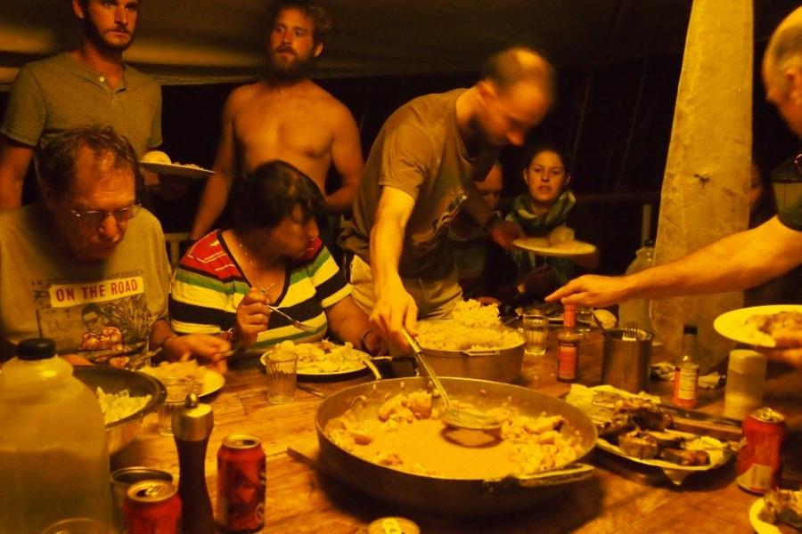 Evening meal on the top deck of Stahlratte