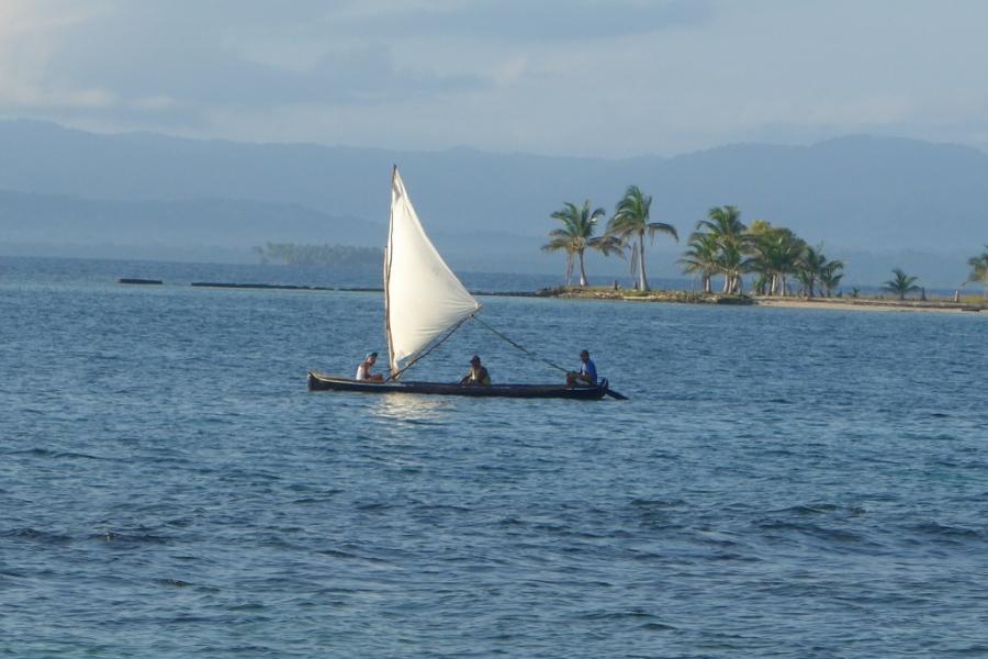 Locals move around the islands