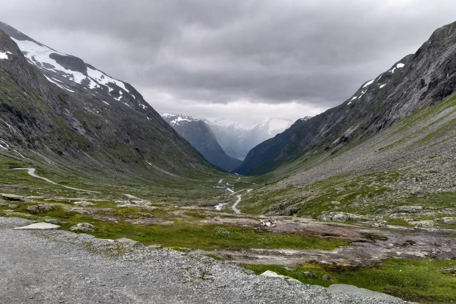 Mountain road looking down into the valley below