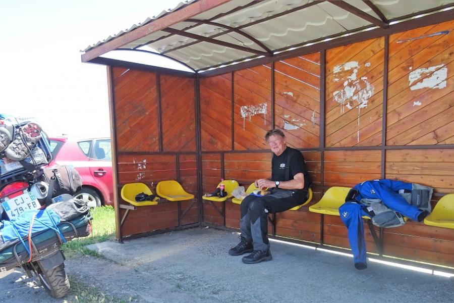 lunch in a bus stop