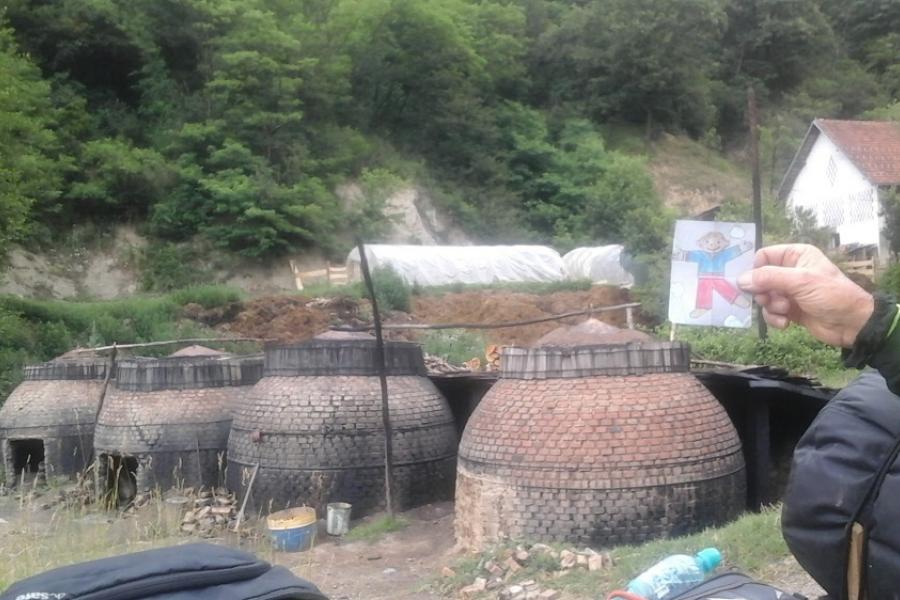 Flat stanle inspects a brick building kiln, Serbia