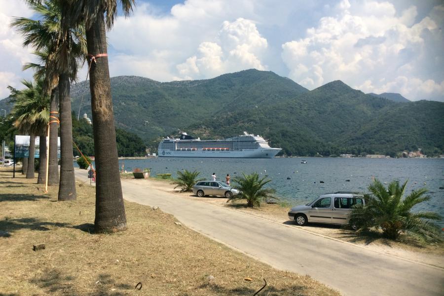 Cruise ship at Montenegrin coast