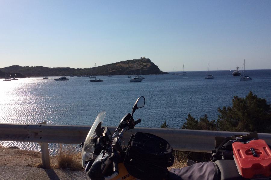 Bike, sailing ships, and the Poseidon in the background. Beautiful.