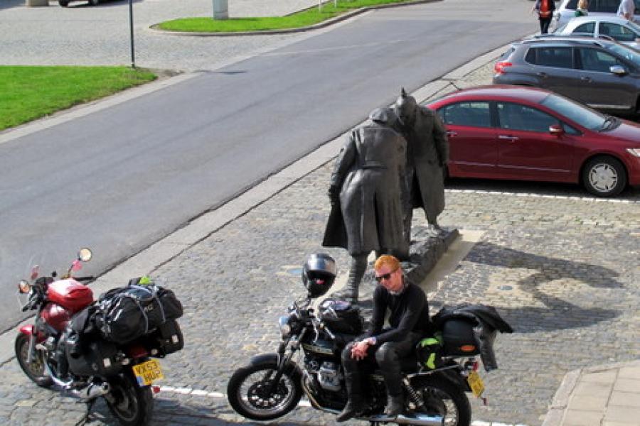 our steeds outside the Museum in Mesen